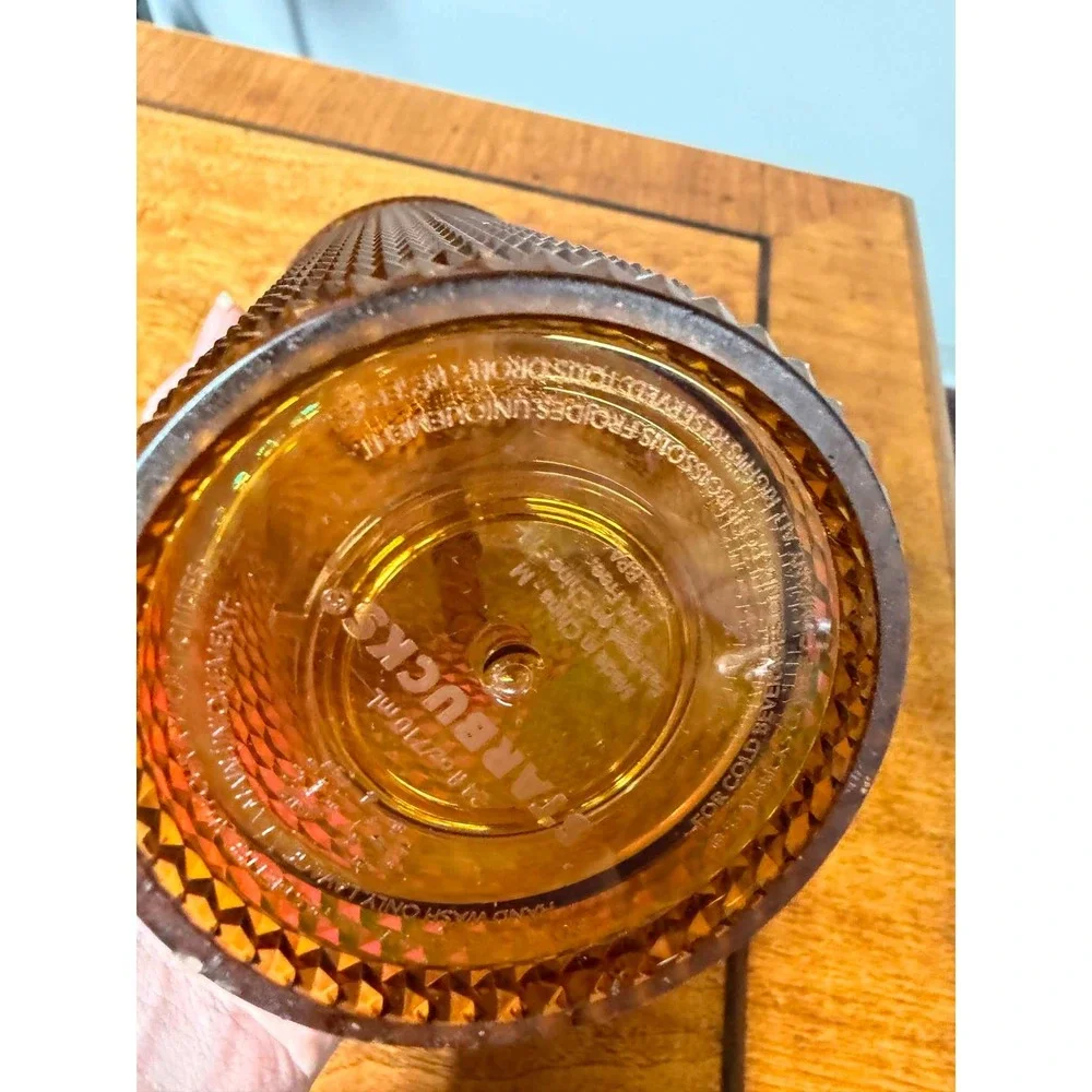 Starbucks Unisex 24oz Amber Orange Studded Venti Tumbler Cold Cup Honeycomb